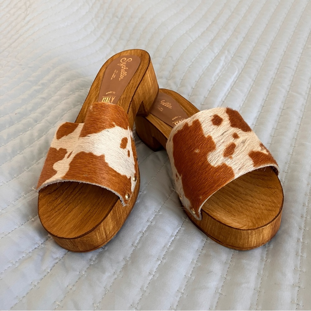 Seychelles wooden cow print heel 7 - Picture 2 of 4